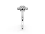Cluster Halo Engagement Ring Setting for Cushion Cut Center with Milgrain Bezel Accents and Prong Head in Sterling Silver