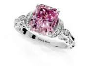 Solitaire Engagement Ring Setting for Fancy Pink Radiant Cut Center with Filigree Band and Prong Head in Platinum