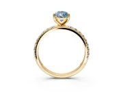 Solitaire Engagement Ring Setting for Fancy Blue Pear-Shaped Center with Micro Pave Band and Prong Head in Yellow Gold