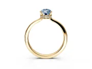 Hidden Halo Engagement Ring Setting for Fancy Blue Pear-Shaped Center with Wide Flat Plain Band and Prong Head in Yellow Gold