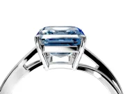 Solitaire Engagement Ring Setting for Fancy Blue Asscher Cut Center with Plain Bypass Twist Band and Prong Head in Platinum