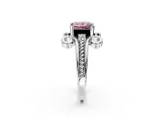 Solitaire Engagement Ring Setting for Fancy Pink Princess Cut Center with Twisted Band and Scroll Prong Head in White Gold