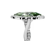 Halo Engagement Ring Setting for Fancy Green Marquise Center with Twist Band and Prong Head in Sterling Silver