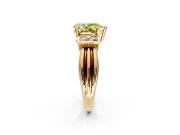Solitaire Engagement Ring Setting for Fancy Yellow Pear-Shaped Center with Grooved Bar Accent Band and Prong Head in Yellow Gold