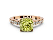Solitaire Engagement Ring Setting for Fancy Yellow Cushion Cut Center with Crossover Accents and Prong Head in Rose Gold