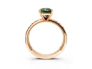 Solitaire Engagement Ring Setting for Fancy Green Radiant Cut Center with XO Engraved Band and Prong Head in Rose Gold