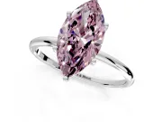 Solitaire Engagement Ring Setting for Fancy Pink Marquise Center with Straight Thin Band and Prong Head in Sterling Silver