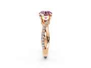 Solitaire Engagement Ring Setting for Fancy Pink Round Cut Center with Half-Pave Crossover Band and Prong Head in Rose Gold
