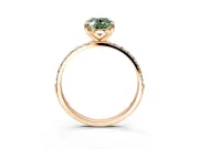 Solitaire Engagement Ring Setting for Fancy Green Oval Center with Pave Accents and Prong Head in Rose Gold