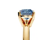 Solitaire Engagement Ring Setting for Fancy Blue Cushion Cut Center with Wire Band and Prong Head in Yellow Gold