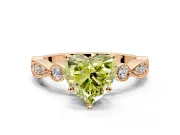 Solitaire Engagement Ring Setting for Fancy Yellow Heart-Shaped Center with Milgrain Bezel Accents and Prong Head in Rose Gold