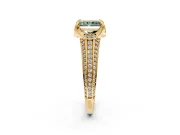 Solitaire Engagement Ring Setting for Fancy Green Radiant Cut Center with Accented Split Shank and Prong Head in Yellow Gold