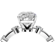Solitaire Engagement Ring Setting for Cushion Cut Center with Bezel Station Band and Prong Head in Platinum