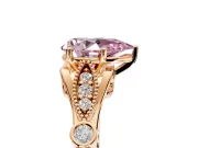 Solitaire Engagement Ring Setting for Fancy Pink Pear-Shaped Center with Marquise and Bezel Accents and Prong Head in Rose Gold