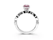 Solitaire Engagement Ring Setting for Fancy Pink Emerald Cut Center with Milgrain Bezel Accents and Prong Head in Platinum