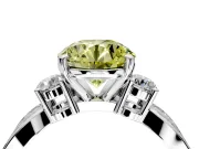 3 Stone Engagement Ring Setting for Fancy Yellow Round Cut Center with Pave Twist Band and Prong Head in Sterling Silver