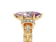 Solitaire Engagement Ring Setting for Fancy Pink Marquise Center with Filigree Band and Prong Head in Yellow Gold