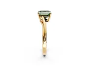 Solitaire Engagement Ring Setting for Fancy Green Asscher Cut Center with Plain Bypass Twist Band and Prong Head in Yellow Gold