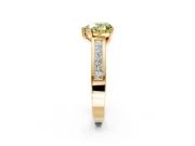 Solitaire Engagement Ring Setting for Fancy Yellow Heart-Shaped Center with Princess Cut Channel Band and Prong Head in Yellow Gold