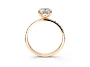 Solitaire Engagement Ring Setting for Oval Center with Pave Accents and Prong Head in Rose Gold