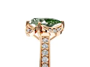 Floral Engagement Ring Setting for Fancy Green Pear-Shaped Center with Four Accent Clusters and Prong Head in Rose Gold