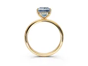 Hidden Halo Engagement Ring Setting for Fancy Blue Princess Cut Center with Thin Round-Wire Band and Prong Head in Yellow Gold