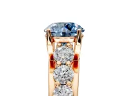 Solitaire Engagement Ring Setting for Fancy Blue Round Cut Center with Graduated Shared Prongs and Prong Head in Rose Gold