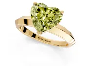 Solitaire Engagement Ring Setting for Fancy Yellow Heart-Shaped Center with Wide Knife Ridge Band and Prong Head in Yellow Gold