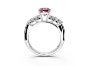 5 Stone Engagement Ring Setting for Fancy Pink Cushion Cut Center with Graduated Accents and Prong Head in Sterling Silver