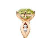 Solitaire Engagement Ring Setting for Fancy Yellow Cushion Cut Center with Accented Twist Band and Leaf Prong Head in Rose Gold