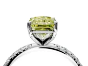 Solitaire Engagement Ring Setting for Fancy Yellow Radiant Cut Center with Micro Pave Band and Prong Head in Sterling Silver