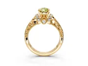 Solitaire Engagement Ring Setting for Fancy Yellow Pear-Shaped Center with Filigree Accent Basket and Prong Head in Yellow Gold