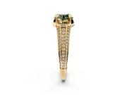 Solitaire Engagement Ring Setting for Fancy Green Round Cut Center with Accented Split Shank and Prong Head in Yellow Gold