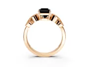 Leaf Engagement Ring Setting for Fancy Black Radiant Cut Center with Milgrain Accent Band and Prong Head in Rose Gold