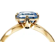 Solitaire Engagement Ring Setting for Fancy Blue Asscher Cut Center with Plain Split Shank and Prong Head in Yellow Gold