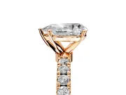 Open Basket Engagement Ring Setting for Pear-Shaped Center with Pave Band and Prong Head in Rose Gold