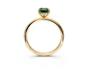 Hidden Halo Engagement Ring Setting for Fancy Green Emerald Cut Center with Thin Round-Wire Band and Prong Head in Yellow Gold