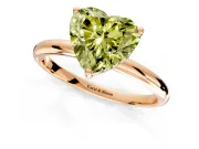 Hidden Halo Engagement Ring Setting for Fancy Yellow Heart-Shaped Center with Thin Round-Wire Band and Prong Head in Rose Gold