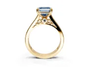 Solitaire Engagement Ring Setting for Fancy Blue Asscher Cut Center with Channel Band and Double Claw Prong Head in Yellow Gold