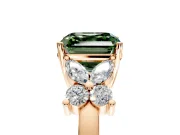 Floral Engagement Ring Setting for Fancy Green Asscher Cut Center with Marquise Cluster Shoulders and Prong Head in Rose Gold