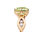 Solitaire Engagement Ring Setting for Fancy Yellow Princess Cut Center with Accented Twist Band and Leaf Prong Head in Rose Gold