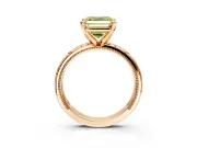 Solitaire Engagement Ring Setting for Fancy Yellow Asscher Cut Center with Scrollwork Band and Prong Head in Rose Gold