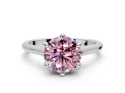 Solitaire Engagement Ring Setting for Fancy Pink Round Cut Center with Cathedral Band and Prong Head in Platinum