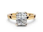 Solitaire Engagement Ring Setting for Radiant Cut Center with Plain Band and Flat Tab Prong Head in Yellow Gold