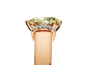 Solitaire Engagement Ring Setting for Fancy Yellow Pear-Shaped Center with Wide Band, Pave Collar and Prong Head in Rose Gold