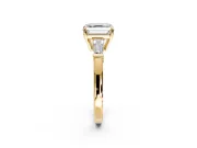 3 Stone Engagement Ring Setting for Asscher Cut Center with Baguette Accents and Prong Head in Yellow Gold