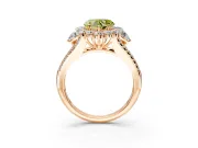 Halo Engagement Ring Setting for Fancy Yellow Heart-Shaped Center with Two-Strand Split Shank and Prong Head in Rose Gold