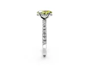 Solitaire Engagement Ring Setting for Fancy Yellow Oval Center with Band of Accents and Prong Head in Sterling Silver