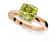 Solitaire Engagement Ring Setting for Fancy Yellow Cushion Cut Center with Plain Band and Flat Tab Prong Head in Rose Gold