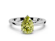 Solitaire Engagement Ring Setting for Fancy Yellow Pear-Shaped Center with Open Cathedral Shoulders and Prong Head in Sterling Silver